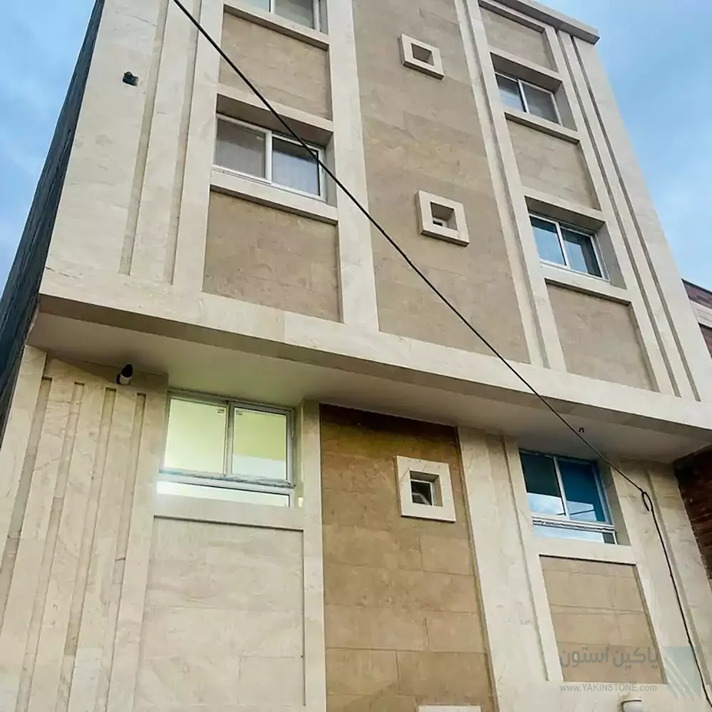 عباس آباد 12 نما نمای ساختمان کلاسیک اجرا شده با تراورتن عباس آباد کد 123 یاکین استون